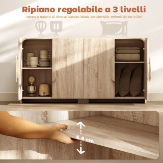 Credenza Cucina Legno Naturale con 2 Armadietti
