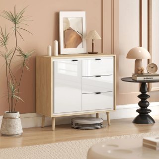 Credenza Moderna con 3 Cassetti in Bianco Lucido