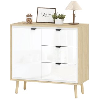 Credenza Moderna con 3 Cassetti in Bianco Lucido