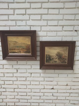 Cuadro pintura Óleo Paisaje Rural antiguo vintage