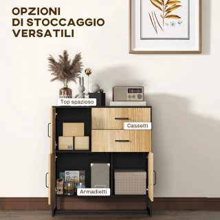 Credenza Moderna con 3 Armadietti e 2 Cassetti