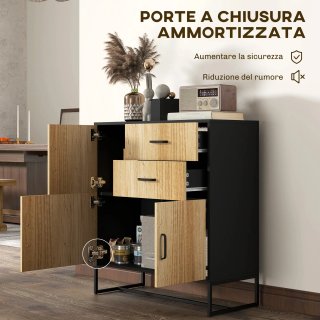Credenza Moderna con 3 Armadietti e 2 Cassetti