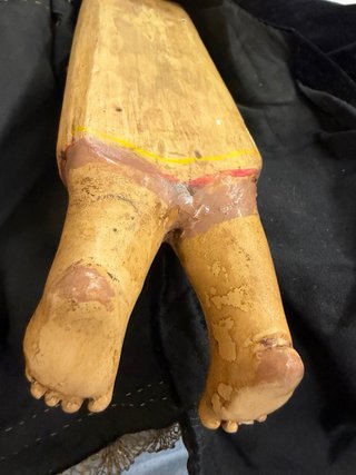 Antigua escultura de madera folk / Niño Jesús