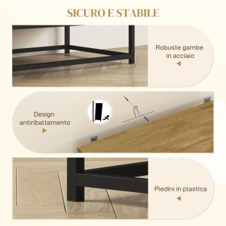 Credenza 2 Livelli in Legno e Acciaio 80x40x78 cm