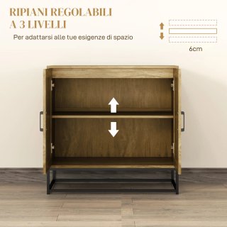 Credenza 2 Livelli in Legno e Acciaio 80x40x78 cm