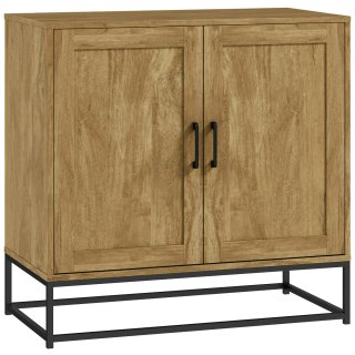 Credenza 2 Livelli in Legno e Acciaio 80x40x78 cm