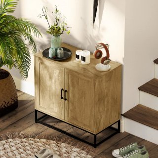 Credenza 2 Livelli in Legno e Acciaio 80x40x78 cm