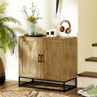 Credenza 2 Livelli in Legno e Acciaio 80x40x78 cm