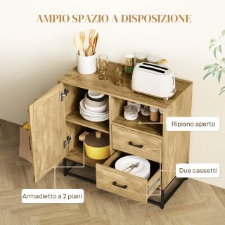 Credenza Moderna 2 Cassetti Marrone 80x40x78 cm