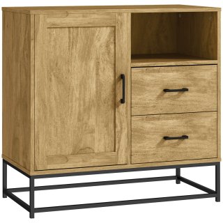 Credenza Moderna 2 Cassetti Marrone 80x40x78 cm