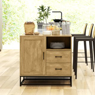 Credenza Moderna 2 Cassetti Marrone 80x40x78 cm