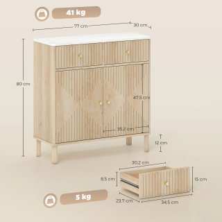 Credenza Buffet in Legno Cassetti e Marmo Rovere