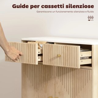 Credenza Buffet in Legno Cassetti e Marmo Rovere