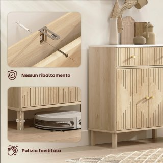 Credenza Buffet in Legno Cassetti e Marmo Rovere