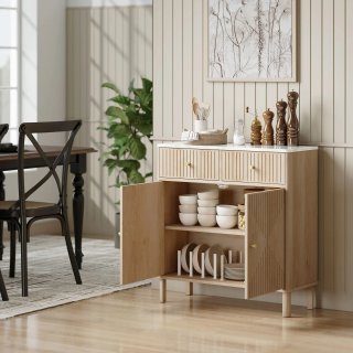 Credenza Buffet in Legno Cassetti e Marmo Rovere
