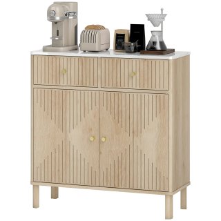 Credenza Buffet in Legno Cassetti e Marmo Rovere