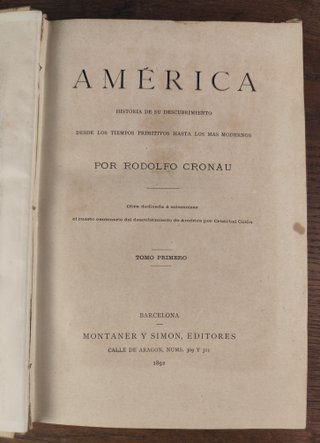 América, Rodolfo Cronau, 1892, 3 tomos