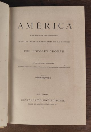 América, Rodolfo Cronau, 1892, 3 tomos