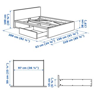 Cama IKEA MALM 1.4x2m con 4 cajones