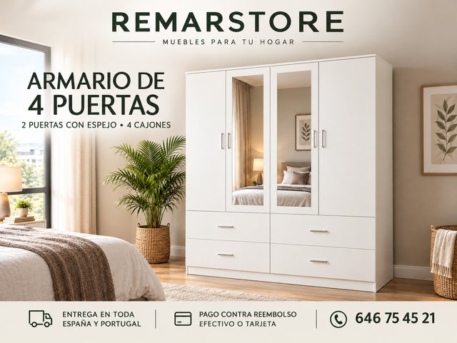 Liquidaciones de armarios blancos de 4 puertas
