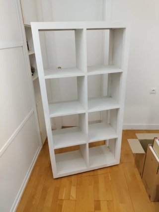 Librería Teca Maciza Blanca Envejecida