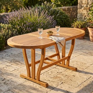 Tavolo da Giardino Allungabile Ovale Legno Acacia