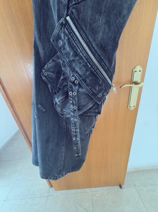 Pantalones Cargo Flared Stone Wash Negros XL