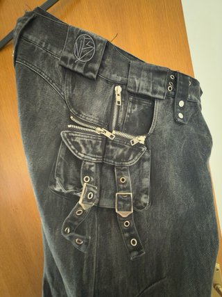 Pantalones Cargo Flared Stone Wash Negros XL