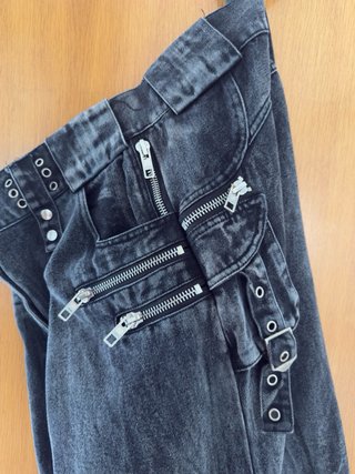 Pantalones Cargo Flared Stone Wash Negros XL