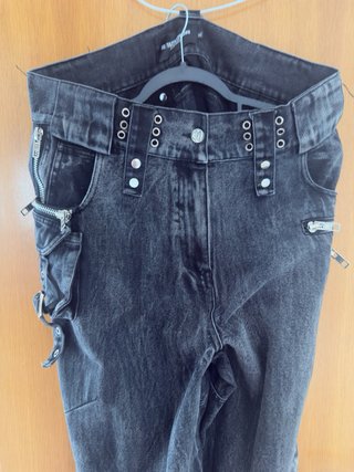 Pantalones Cargo Flared Stone Wash Negros XL