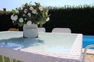 Tavolo da Esterno 150x90 Polyrattan Piano in Vetro