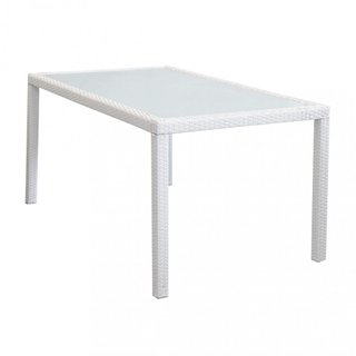 Tavolo da Esterno 150x90 Polyrattan Piano in Vetro