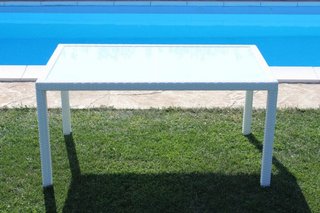 Tavolo da Esterno 150x90 Polyrattan Piano in Vetro