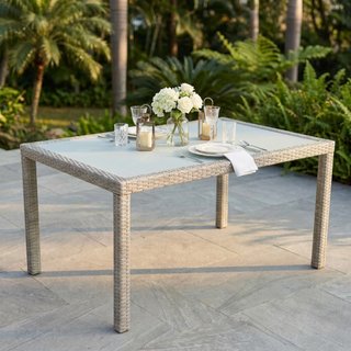 Tavolo da Esterno 150x90 Polyrattan Piano in Vetro