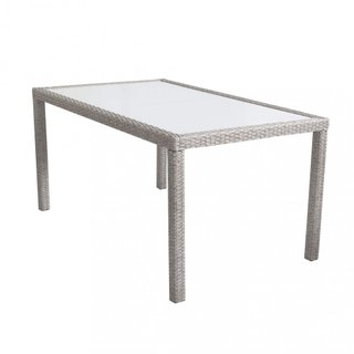 Tavolo da Esterno 150x90 Polyrattan Piano in Vetro