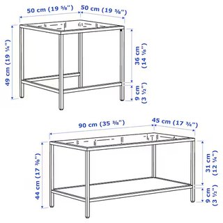 Mesa nido, juego de 2 en negro-marrón de vidrio