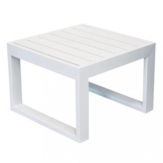 Tavolino da Giardino in Alluminio Bianco Quadrato