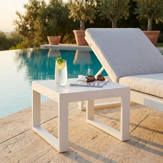 Tavolino da Giardino in Alluminio Bianco Quadrato