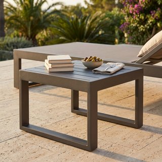 Tavolino da Giardino 45x45cm Quadrato in Alluminio