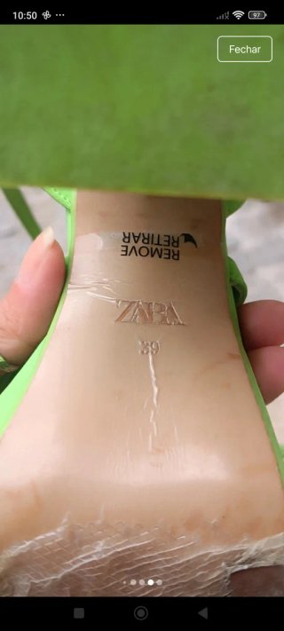 Sandália Zara Verde Salto Bloco