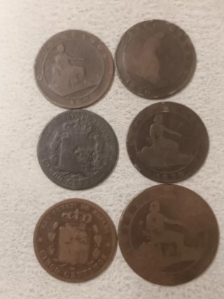 Lote de 6 Monedas Antiguas de España