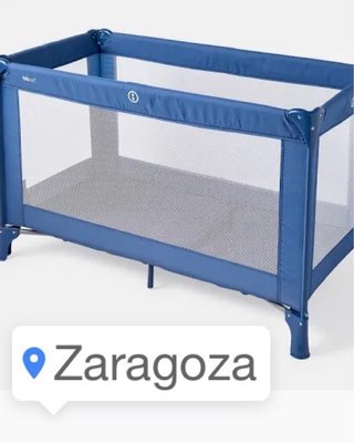 Cuna de viaje azul