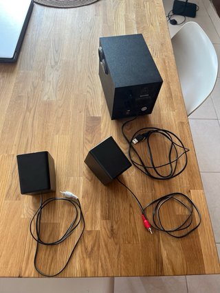 2 Altavoces Trust + Amplificador. Color Negro.