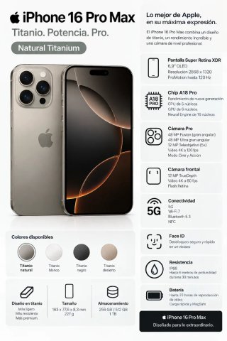 IPHONE 16 PRO MAX 256GB BAT93%//GARANTÍA!!CAMBIO!!
