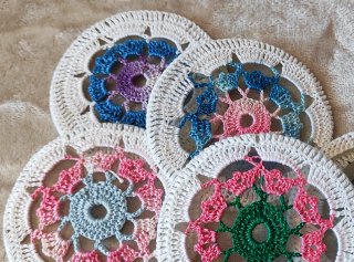 X6 Posavasos Cristal Crochet Boho