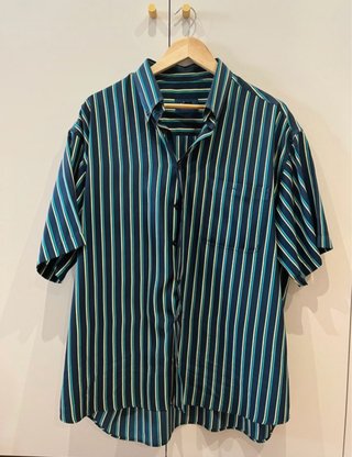 Camisa Vintage Rayas Azul Marino, Turquesa y Amari
