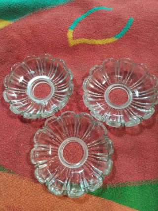3 platillos de lámpara de cristal antiguos