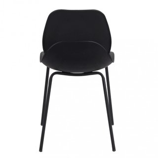 Sedia da Pranzo Nera con Gambe in Metallo Moderna