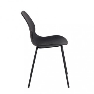 Sedia da Pranzo Nera con Gambe in Metallo Moderna