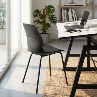 Sedia da Pranzo Nera con Gambe in Metallo Moderna